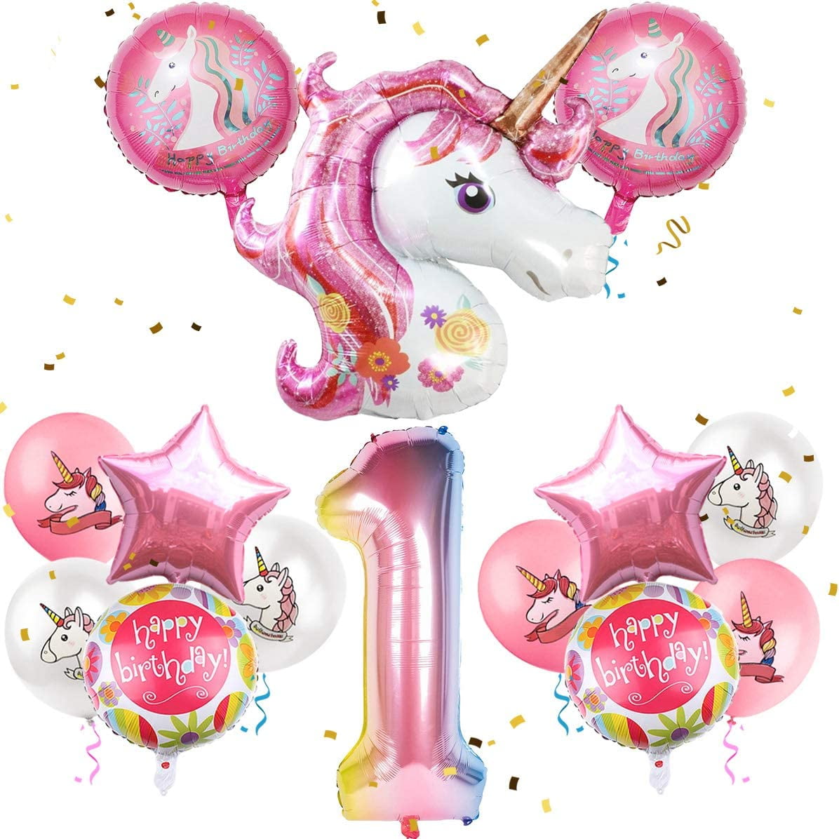 ArcHome Unicorn Balloons Birthday Party Decorations for Girls 4th Party Number4 43 Pink Large Unicorn Gradient Jumbo Number4 Foil Balloon Bouquet Girly Unicorn Theme Party Supplies Backdrop Decor