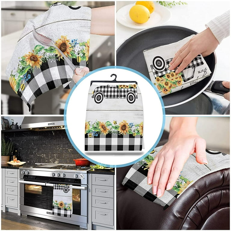 Black & White Kitchen Towels  Black white kitchen, White kitchen towels, Black  white kitchen decor