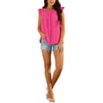 thumbnail image 2 of INSPIRE CHIC Women's Summer Crewneck Ruffle Sleeveless Blouse Swiss Dots Casual Shirt XS Hot Pink, 2 of 6