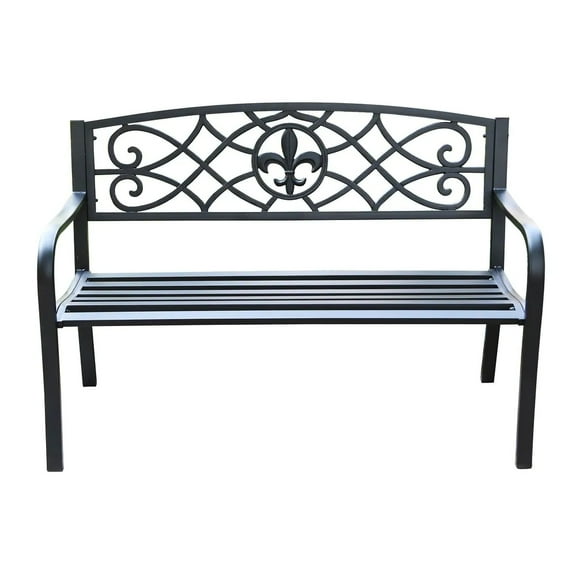 DAVEE  Outdoor Metal Patio Bench - Black - 50*23.6*34.3 inches