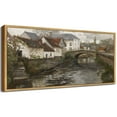 thumbnail image 4 of Drsoum Large 20x40in Natural Framed French Town Country Vintage Wall Art Landscape Painting Retro Countryside River Scenery Farmhouse Kitchen Living Room Decor, 4 of 7