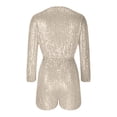 thumbnail image 4 of REALiKUN Women V Neck Sparkly Sequin Romper Club Party Long Sleeve Shorts Jumpsuit Glitters Ruffle One Piece Shinny Outfit, 4 of 6