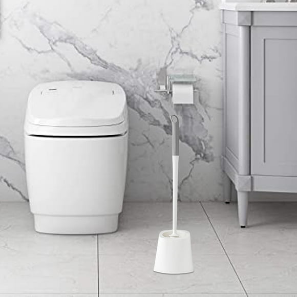 weibbin Household Dead End Toilet Brush Soft Hair Round Head Toilet Brush Can Be Hung Long Handle With Base Bathroom Cleaning Brush
