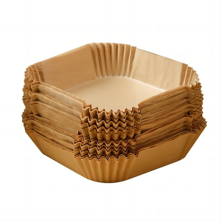 ALUED 100 Pcs Air Fryer Disposable Paper Liners 6.3in Brown