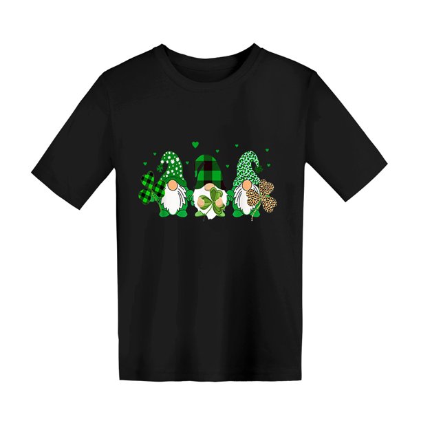 Gibobby Blusas Casual Niños pequeños bebés niñas niños primavera verano St.Patric.k's Day estampado algodón manga corta camiseta pulóver ropa(Negro, 8-9 Años)