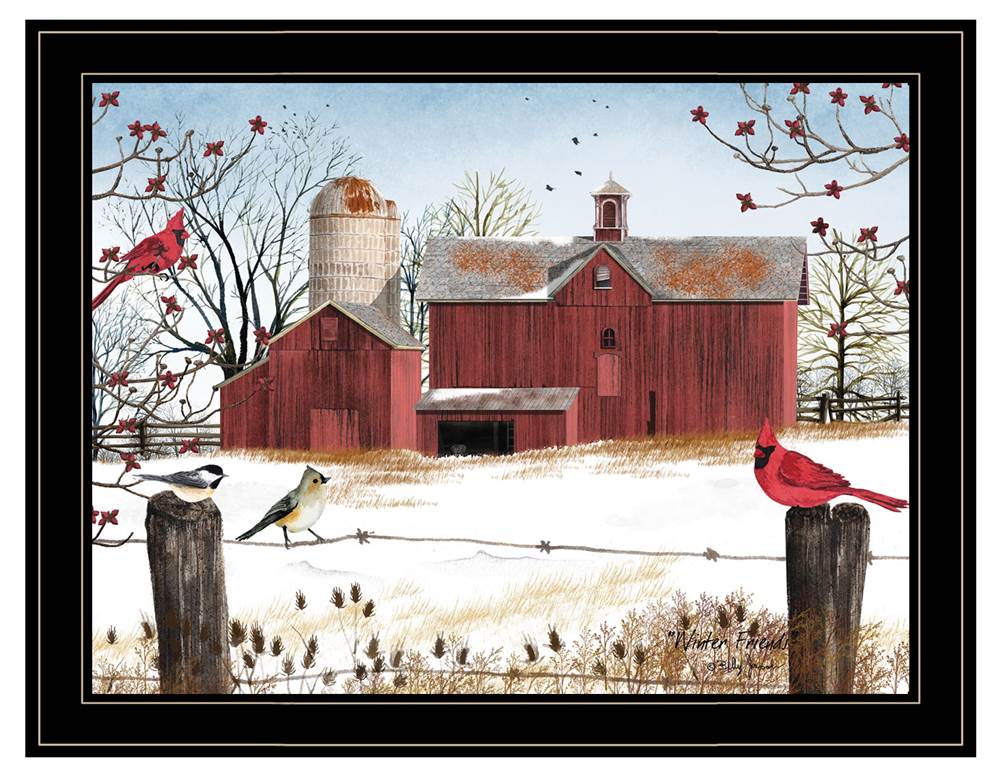 "Winter Friends" by Billy Jacobs Framed Art in Black