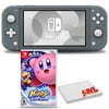 Nintendo Switch Lite (Gray) Bundle with 6Ave Cleaning Cloth and Kirby Star Allies