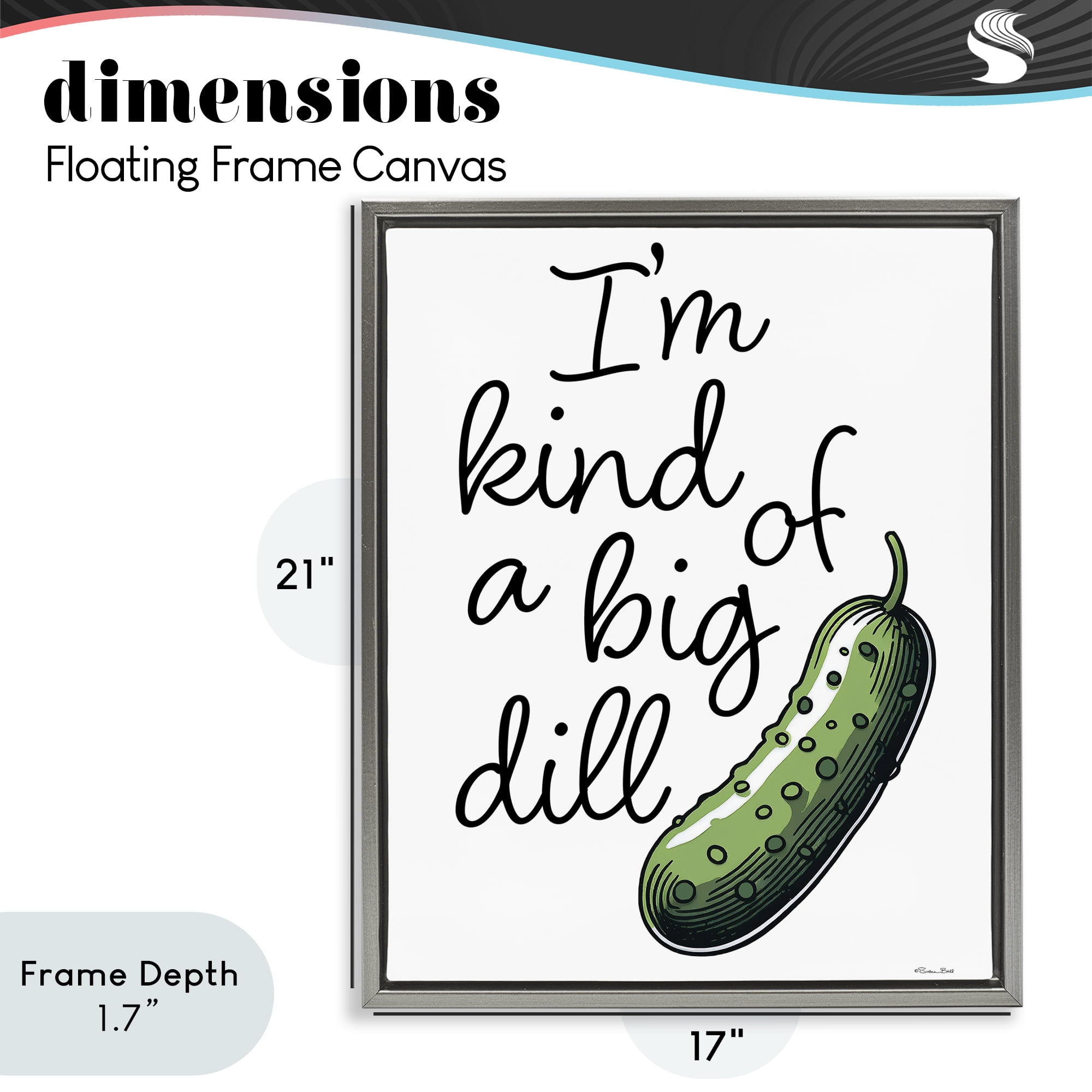 Stupell Industries Kind Of A Big Dill Pickle Gray Framed Floater Canvas Wall Art, design by Susan Ball