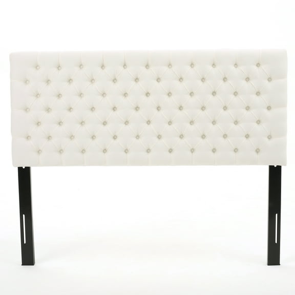 Annecy Contemporary Upholstered Full/Queen Fabric Headboard, Ivory and Black