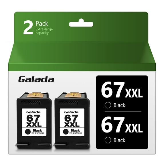 GALADA Ink Cartridges Replacement for 67XXL 67XL Combo Pack Work in Envy 6055 6020 6052 Envy Pro 6400 6420 6452 Deskjet 2700 2752 DeskJet Plus 4100 4155 Printers (2 Black)