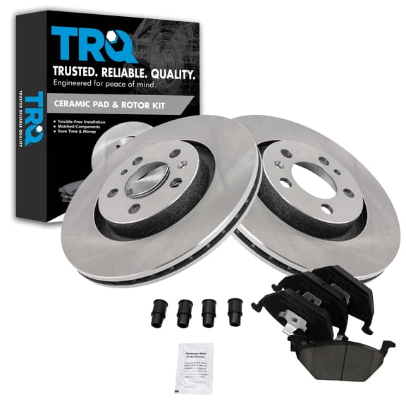 TRQ Front Brake Pad & Rotor Kit Brake Pads Brake Rotor Ceramic Fits Select 2000-2010 Volkswagen Beetle 2000-2006 Golf 2000-2005 Jetta