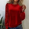thumbnail image 2 of yillto Women's Velvet Blouse Sequin Long Sleeve Tops Business Work Dressy Clothes Party Office Outfits, 2 of 7