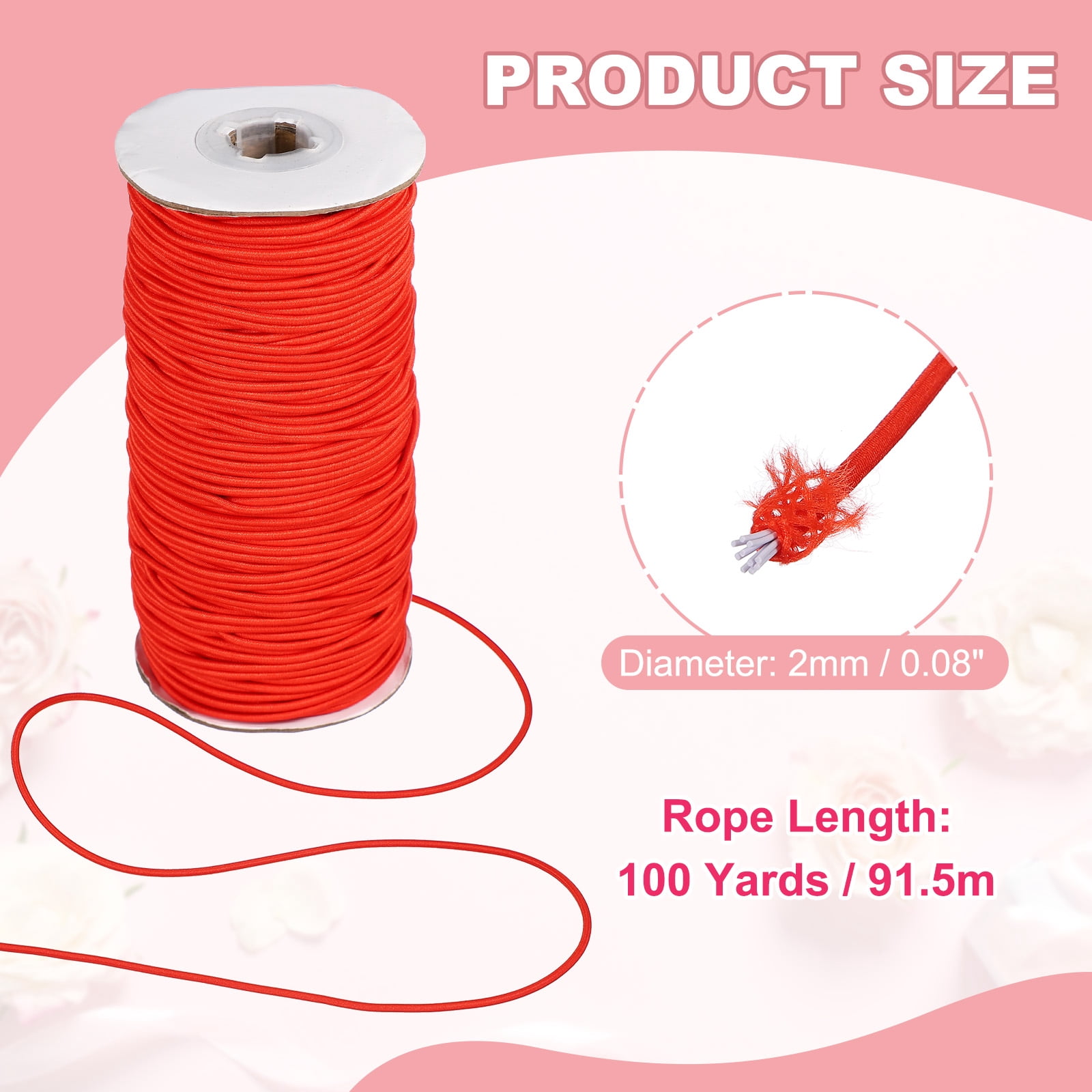 Uxcell Stretchy String for Bracelets, Elastic Crystal Thread Stretch Elastic Beading Cord 2mm & Red-Fitting For(Bracelets/Sewing/Beading/Necklace/Jewelry Making/Crafts DIY)