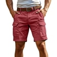 thumbnail image 2 of Cargo Shorts for Men Relaxed Fit Lightweight Elastic Waist Stretch Summer Ripstop Workout Hiking Outdoor Men's Cargo Shorts with Pockets Red XL, 2 of 8