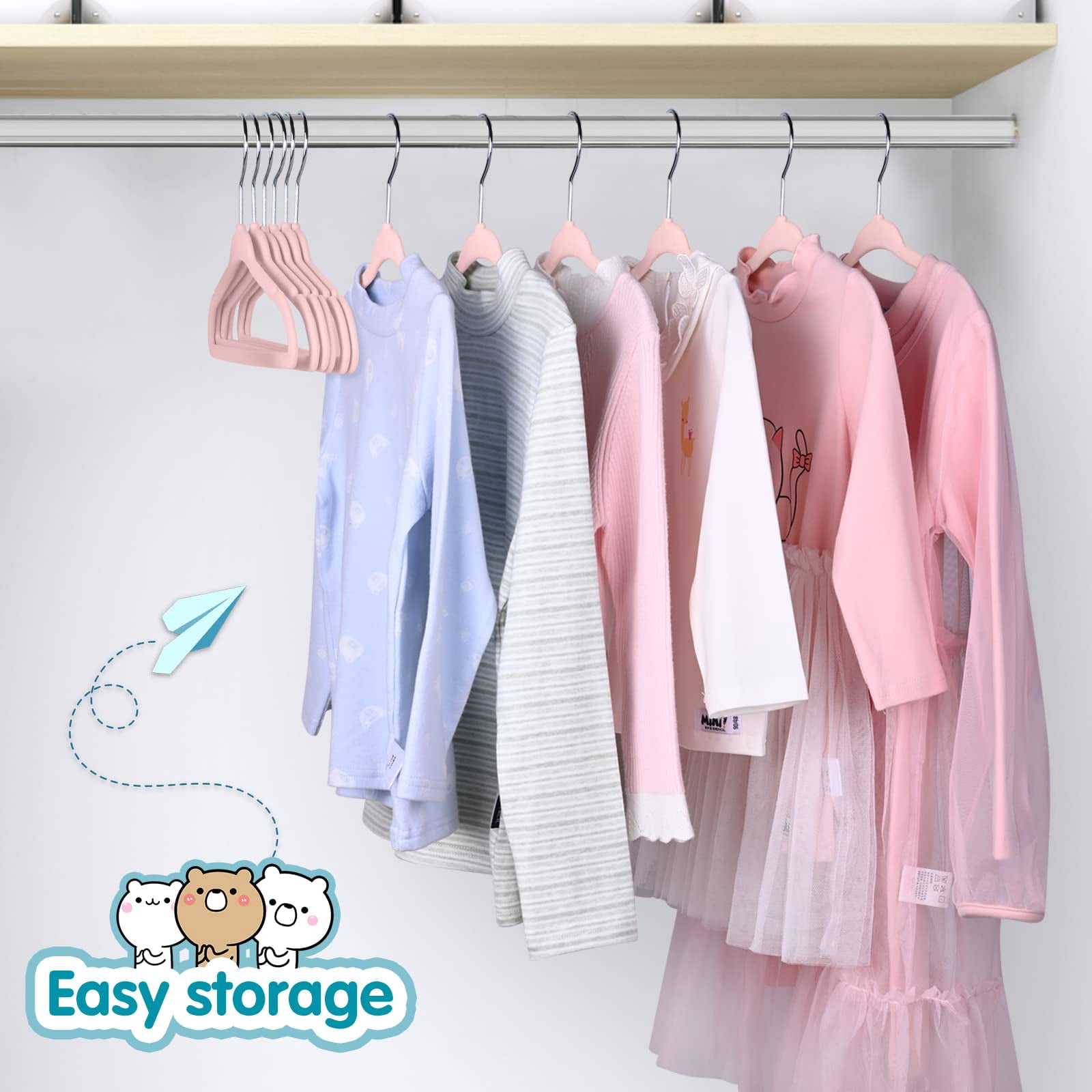 Children's Clothes Hangers Blush Pink Baby-50 Pack 11 Inches