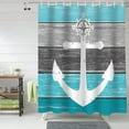 thumbnail image 2 of Shower Curtain Nautical Anchor Shower Curtains for Bathroom Decor Vintage Wood Grain Aqua Green Shower Curtain Sets with Hooks Waterproof Fabric Bath Curtain Standard 72" X 72", 2 of 4