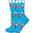 thumbnail image 3 of Christmas Socks Cartoon Dance Santa Snowman Mid Calf Socks Tree Warm Cozy Funky Comfortable Colorful Novelty Womens Crew Socks Blue2, 3 of 4