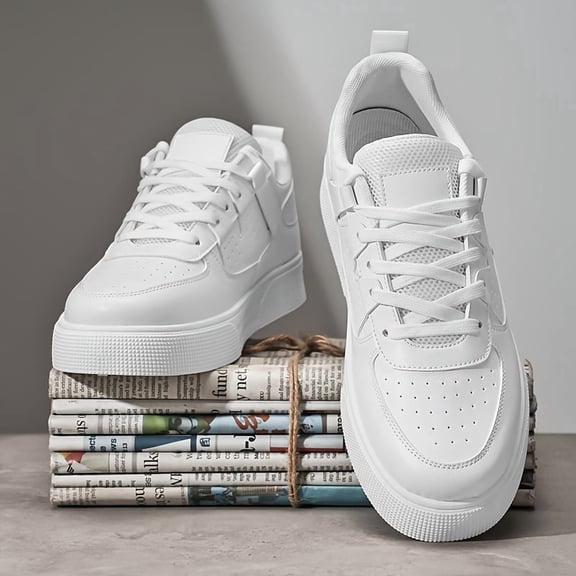 [Men's Low-Top Sneakers] Men's Low-Top Sneakers Lace-Up Minimalist Round-Toe Shoes with Cushioned PVC Sole - Upper, Soft Fabric - Versatile for Streetwear, Gym, Office & Daily Wear