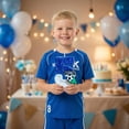 thumbnail image 5 of Soccer Star Birthday Number 5 Candle - Fun Cartoon Design with Soccer Ball & Glitter, Ideal’ Soccer Themed Birthdays, Party Celebrations, Cake Decorations, 5 of 6