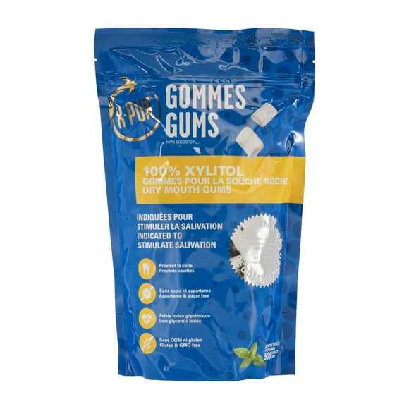 X-PUR 1,06 g Gomme de Xylitol / Menthe Poivrée 500 Gommes à Mâcher pour Bouche Sèche pour Adultes Traitement de la Mauvaise Haleine