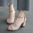thumbnail image 3 of Women's Open Toe Ankle Strap Block Chunky Low Heeled Sandal Comfortable Office Dress Shoes, 3 of 5