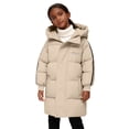 thumbnail image 2 of Kids Thickened Hooded Cotton Puffer Jacket, Mid-Length Winter Coat with Warm Insulation, Lightweight Quilted Outerwear for Boys and Girls in Cold Weather Beige, 2 of 6