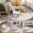 thumbnail image 5 of Purple Weeping Floral Round Area Rug 8Ft Washable Large Circle Rugs for Living Room Dorm, Spring Summer Pastoral Flowers Rustic Non-Slip Carpet Floor Mats Indoor Outdoor Carpet Runner Home Decor, 5 of 8