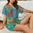 thumbnail image 4 of Fotbe Ho Ho Ho Print Pajama Set for Women 2 Piece Loungewear Short Sleeve Tops and Shorts Set Soft Sleepwear-3X-Large, 4 of 7