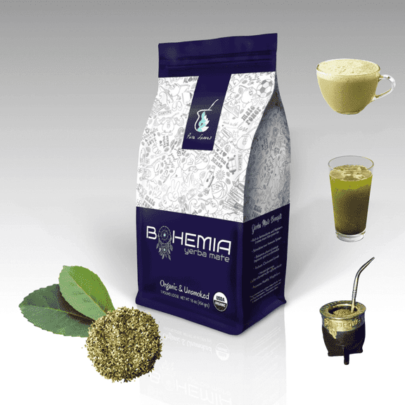 BOHEMIA YERBA MATE Tea Pure Loose Leaf - USDA Organic & Unsmoked - High Caffeine Tea - Coffee Substitute Energy Booster -1 LB /454 grs