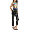 thumbnail image 3 of MODA NOVA Juniors Metallic Crew Neck Sleeveless Cam Tank Top Colorful S, 3 of 7