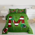 thumbnail image 2 of Homewish Initial M Letter Bedding Comforter Set for Teen, Rugby Helmet Sports Twin Comforter Sets, Cartoon Football Print Reversible Bedding Set, Super Cozy Room Decor, 2 Pieces, 2 of 8