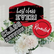 Big Dot of Happiness Reunited Red - School Class Reunion Party Centerpiece Sticks - Table Toppers - Set of 15