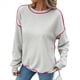 thumbnail image 3 of Sudadera Informal para Mujer, Cuello Redondo, Larga, Bloque de Color, Holgada, Tops Casuales de Moda para Otoño Gris XL, 3 of 10