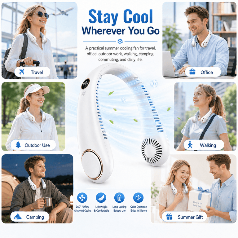 Portable Bladeless Neck Fan Rechargeable Type-C photo 6