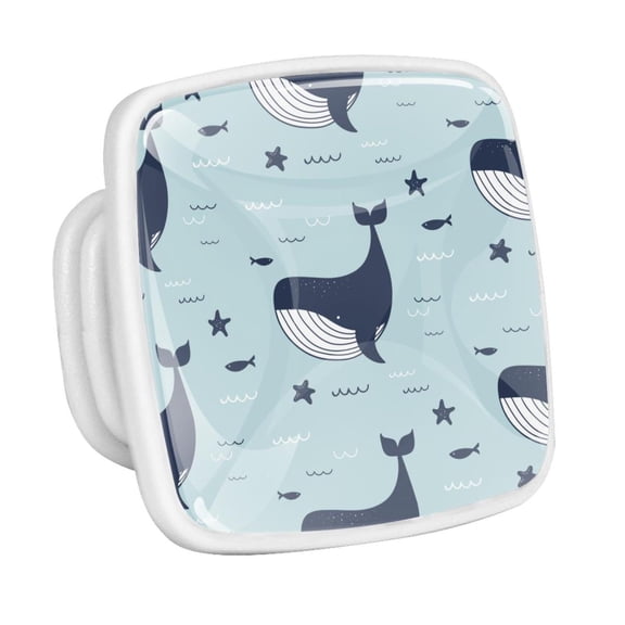 4PCS Square Cabinet Fluorescence Knob Glowing in the Dark Furniture Drawer Pulls Handle with Screws Whale