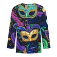 thumbnail image 4 of UVEASISHA T-Shirts à Manches 3/4 Mardi Gras pour Hommes Imprimé Masque Graphique Col Rond Décontracté Carnaval Fête Chemise Parade de Vacances en Solde Multicolore 4TG, 4 of 4