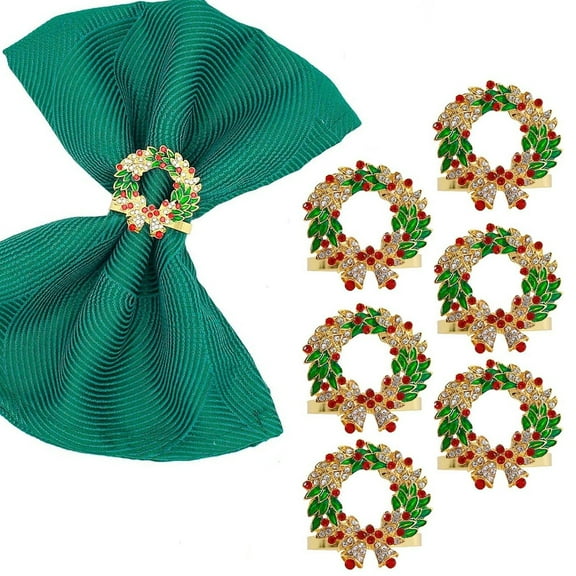 Set of 6 Christmas Gold Napkin Rings for Xmas, Thanksgiving,Wedding,Holiday Party Table Decoration