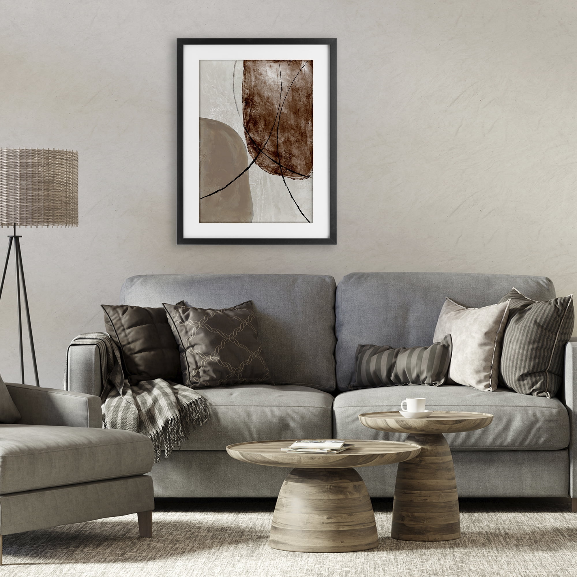 Stupell Industries Taupe & Brown Abstract Black Framed Print Under Glass, design by Merri Pattinian
