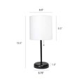 thumbnail image 4 of LimeLights Black Stick Lamp with USB charging port and Fabric Shade, White, 4 of 10