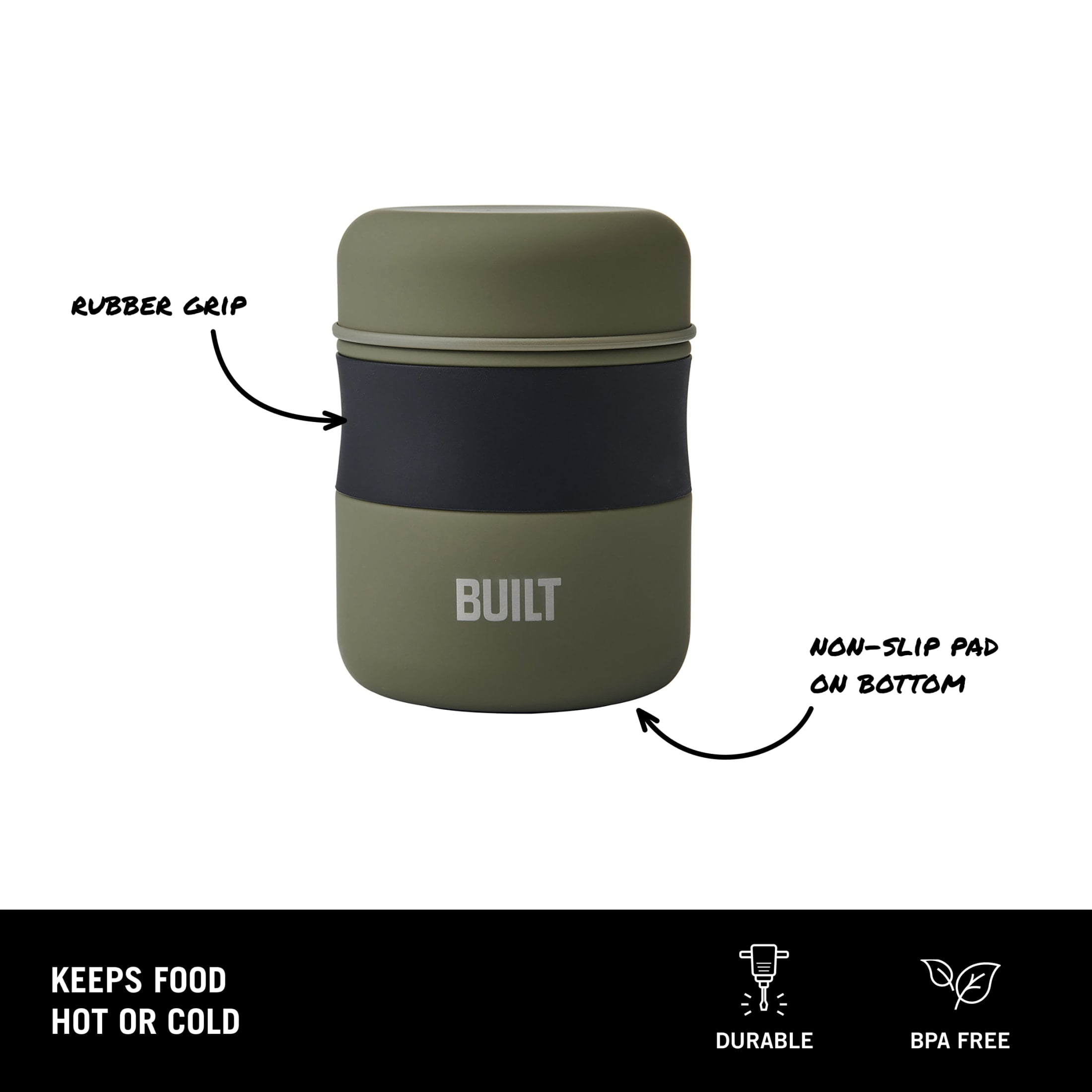(2 pack) BUILT 10 oz Double-Wall Vacuum Insulated Food Jar, Sage Green