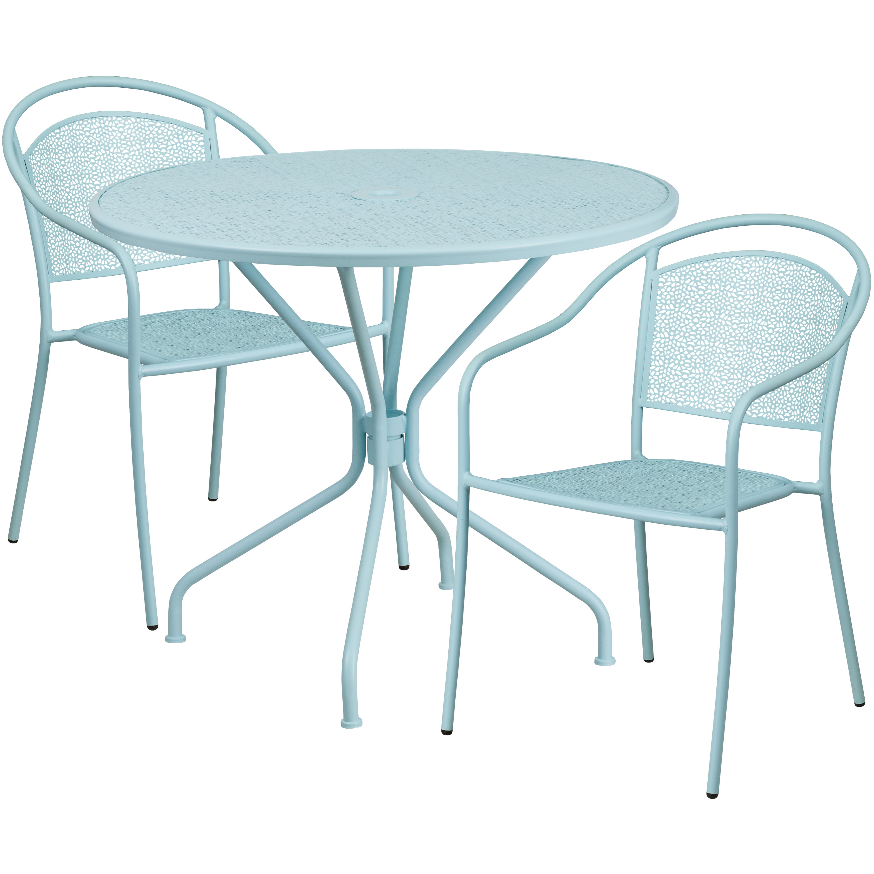 Flash Furniture 35.25" Round Indoor-Outdoor Steel Patio Table Set with