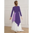 thumbnail image 2 of DPOIS Kids Girls Praise Dance Dress Liturgical Dancewear Church Worship Costume Lavender 12, 2 of 7