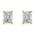 thumbnail image 3 of 1 Ct Emerald Cut Studs White Sapphire 18K Yellow Solid Solid Gold Everyday Dainty Earrings Screw Back, 3 of 7