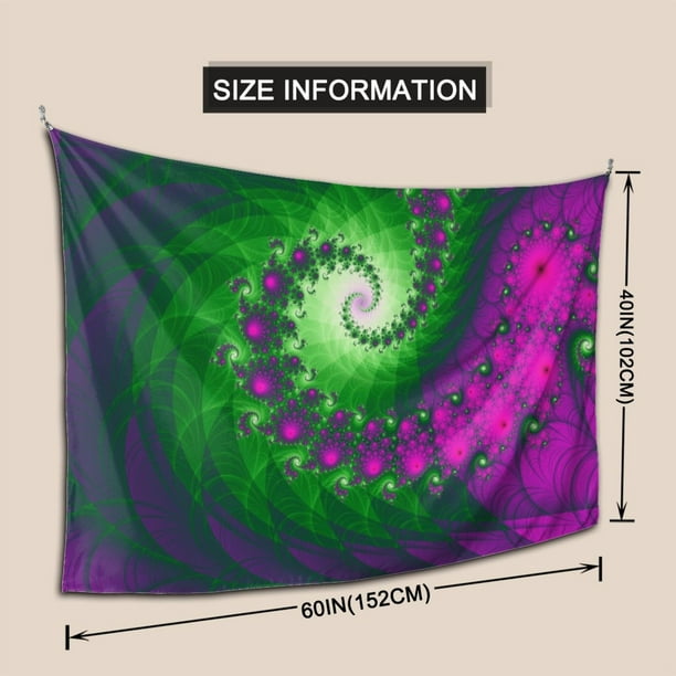 Purple Green Fractal Spiral Tapestry Abstract Wall Hanging Tapestries Dorm Room Home Decor 60 x 40 Walmart