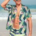 thumbnail image 5 of Lsque Flamingo pattern Hawaiian Shirt for Men, Unisex Summer Beach Casual Short Sleeve Button Down Shirts-Small, 5 of 9