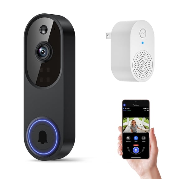 1080p wireless Wi-Fi video doorbell camera (without battery), supports two-way voice, night vision, cloud storage, and intelligent AI motion detection, supports only 2.4GHz Wi-Fi.