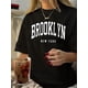 thumbnail image 1 of Camiseta de Verano para Mujer Suave Cuello Redondo1pc Vintage Brooklyn New York Print T-Shirt for Women, 100% Polyester Knit Fabric, Crew Neck, Short Sleeve, Geometric Pattern, Regular Length, Summe, 1 of 6
