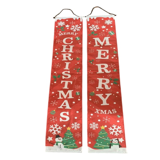 Toystoory Letrero de bienvenida para puerta con temática navideña, decoración navideña colgante para porche, 1 par Kits de decoración para fiestas