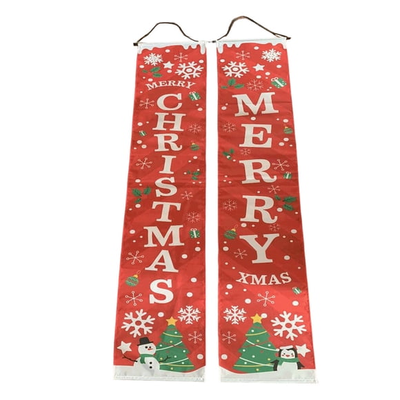 Toystoory Letrero de bienvenida para puerta con temática navideña, decoración navideña colgante para porche, 1 par Kits de decoración para fiestas