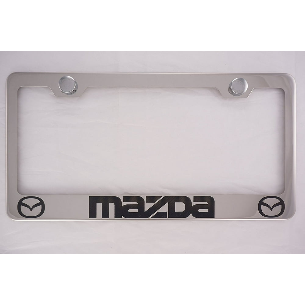 Mazda Laser Engraved Chrome License Plate Frame with Caps, By PRC